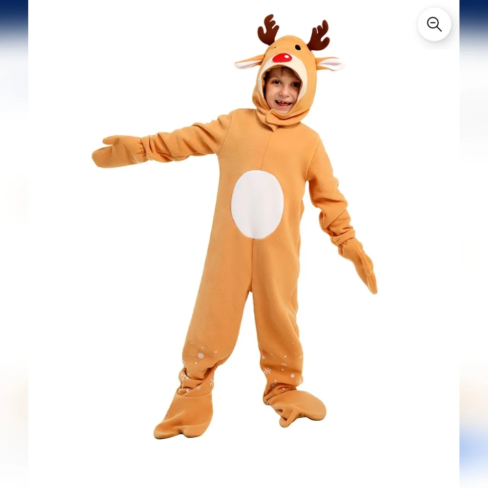 Kids Small Reindeer Cosplay Dress‎ Up Costume Animal Onesie New Top Gloves